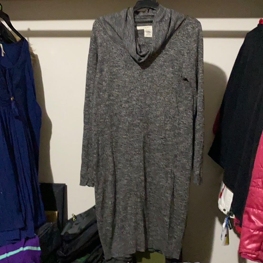 Max Studio Grey sweater dress w/ cowl neck size L